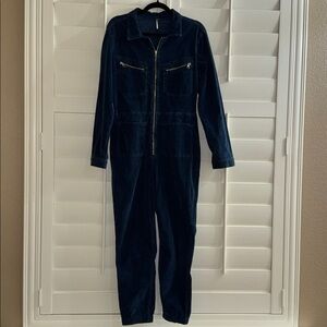 Free People Lennox Cord Jumpsuit Blue